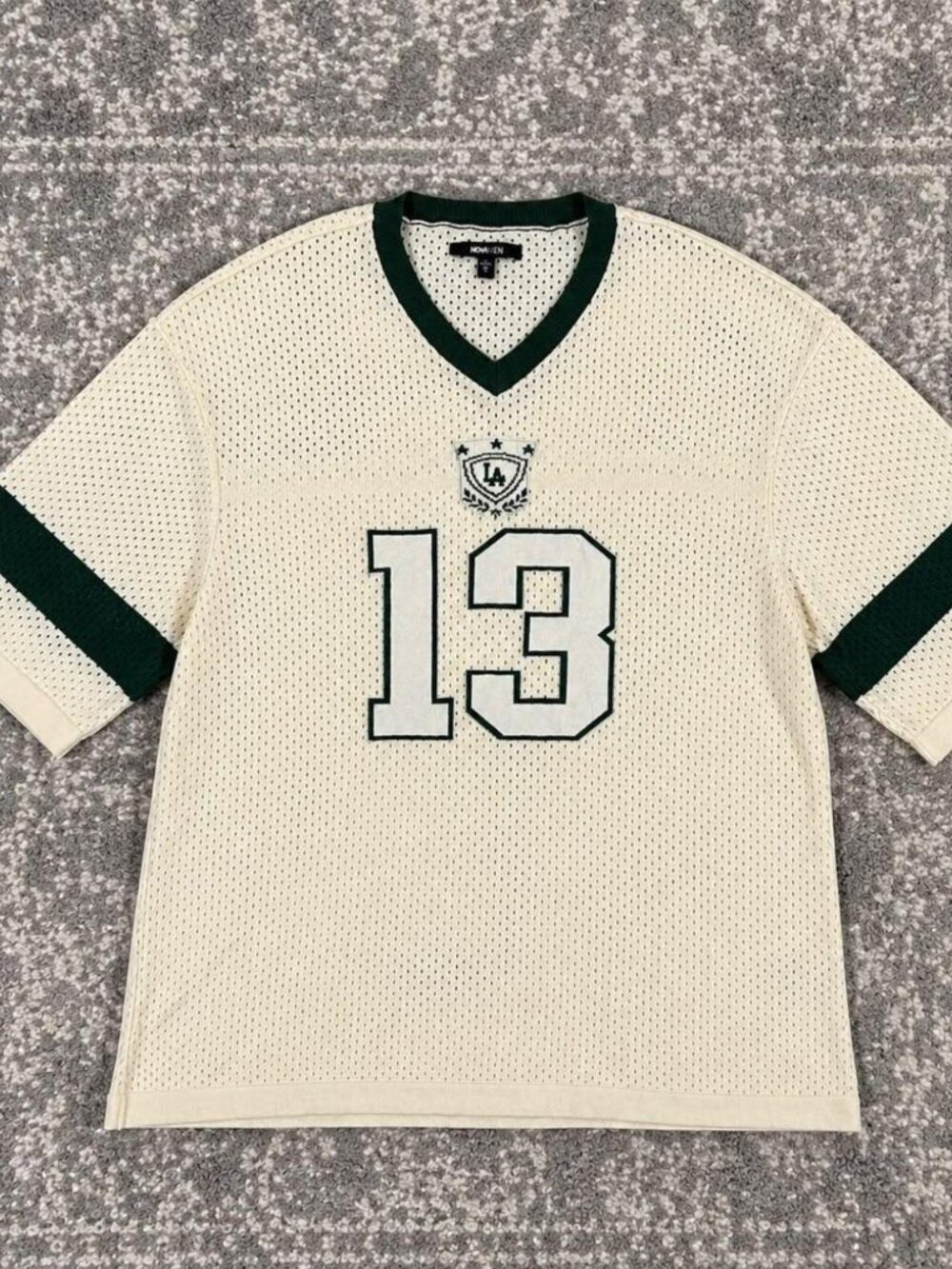 NOVAMEN LA 13 Cream Mesh Football Jersey Streetwear